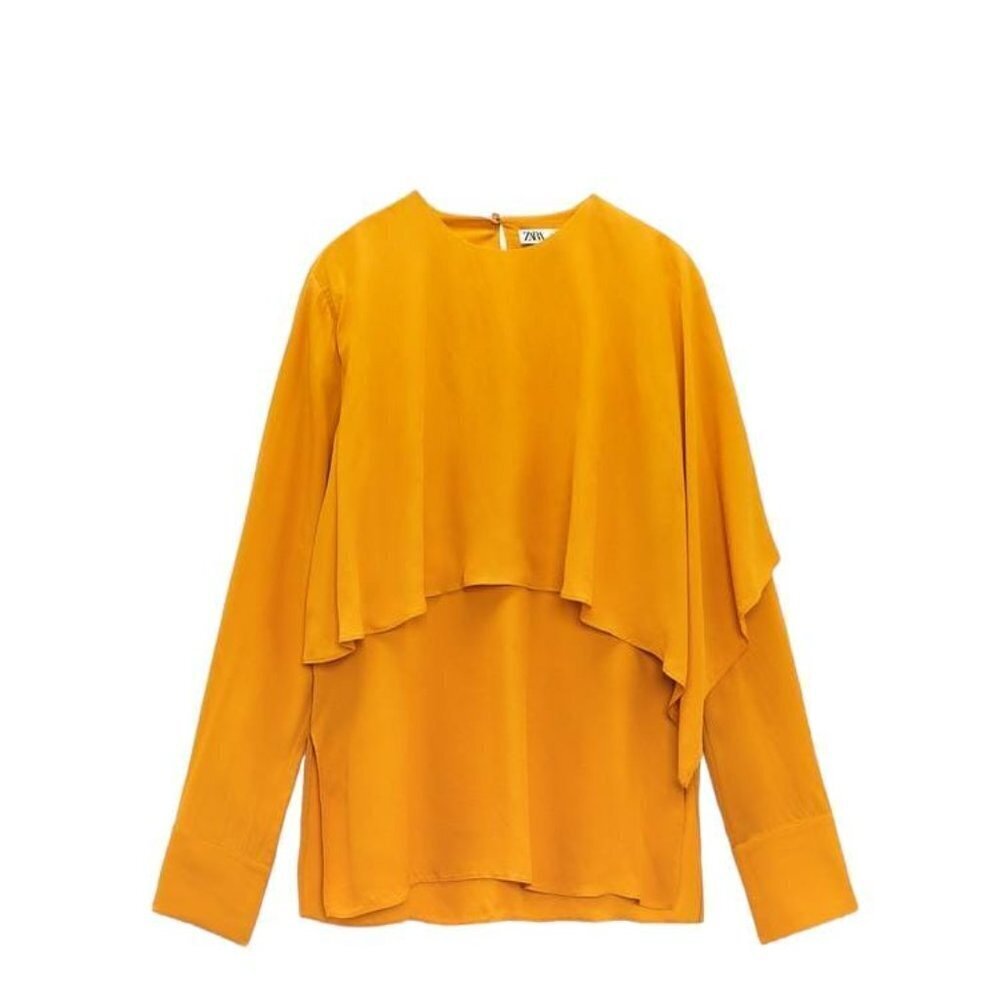 ZARA BLOUSE WITH BLEACH DETAILS MUSTARD SIZE M | 4437/282